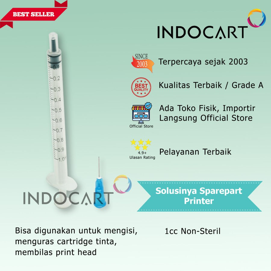 Syringe Spuid Spuit 1cc-Suntikan Tinta Non Steril Plus Jarum Pendek 1cc-20 Pcs