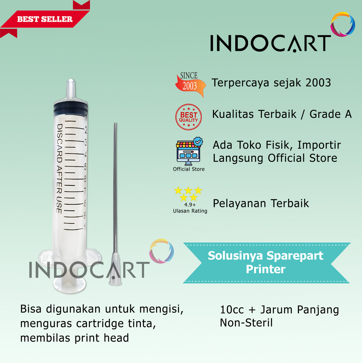 Syringe Spuid Spuit 10cc-Jarum Suntik-Suntikan Tinta Non Steril 10cc-10 Pcs