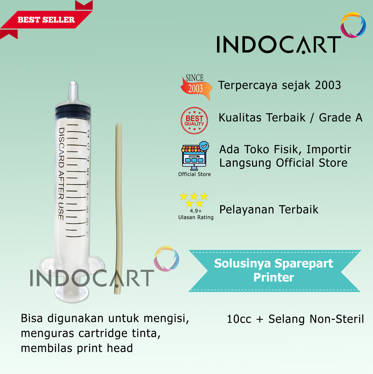 Syringe Spuid Spuit 10cc-Jarum Suntik-Suntikan Tinta Non Steril 10cc-10 Pcs