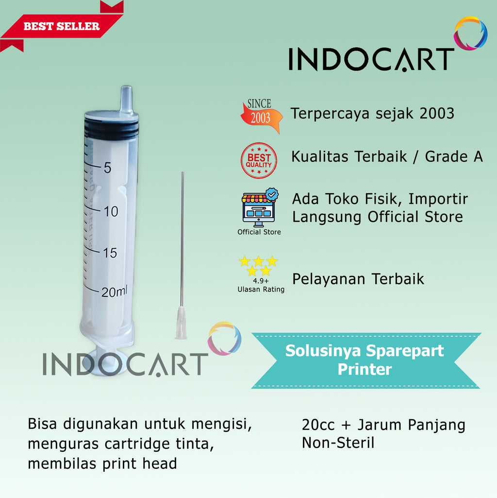 Syringe Spuid Spuit 20cc-Jarum Suntik-Suntikan Tinta Non Steril 20cc-10 Pcs