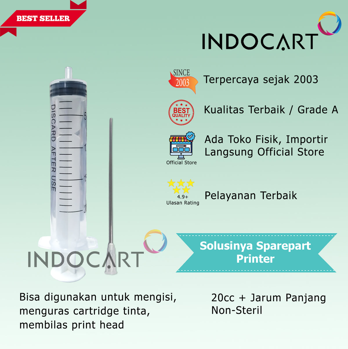 Syringe Spuid Spuit 20cc-Jarum Suntik-Suntikan Tinta Non Steril 20cc-10 Pcs