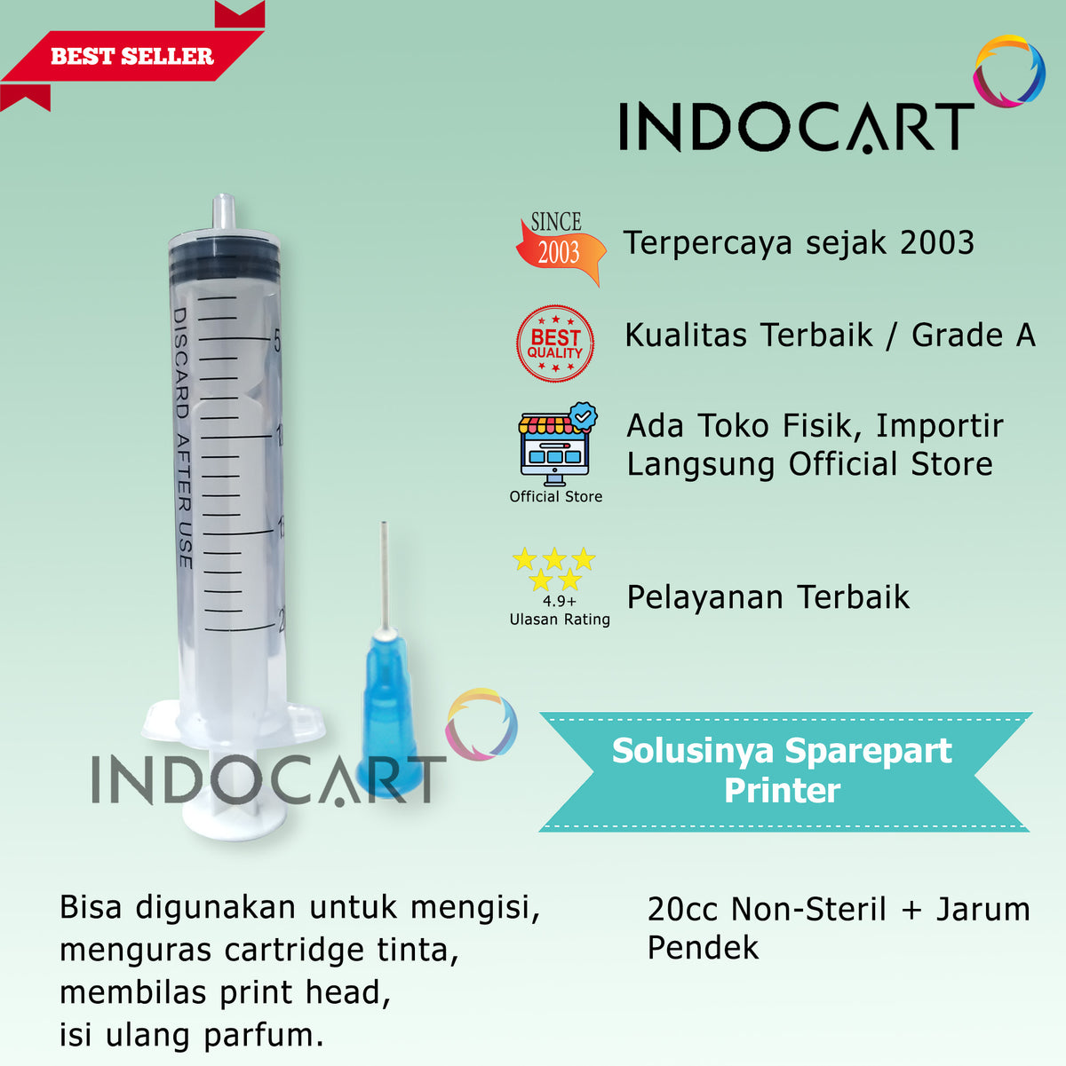 Syringe Spuid Spuit 20cc-Jarum Suntik-Suntikan Tinta Non Steril 20cc-10 Pcs