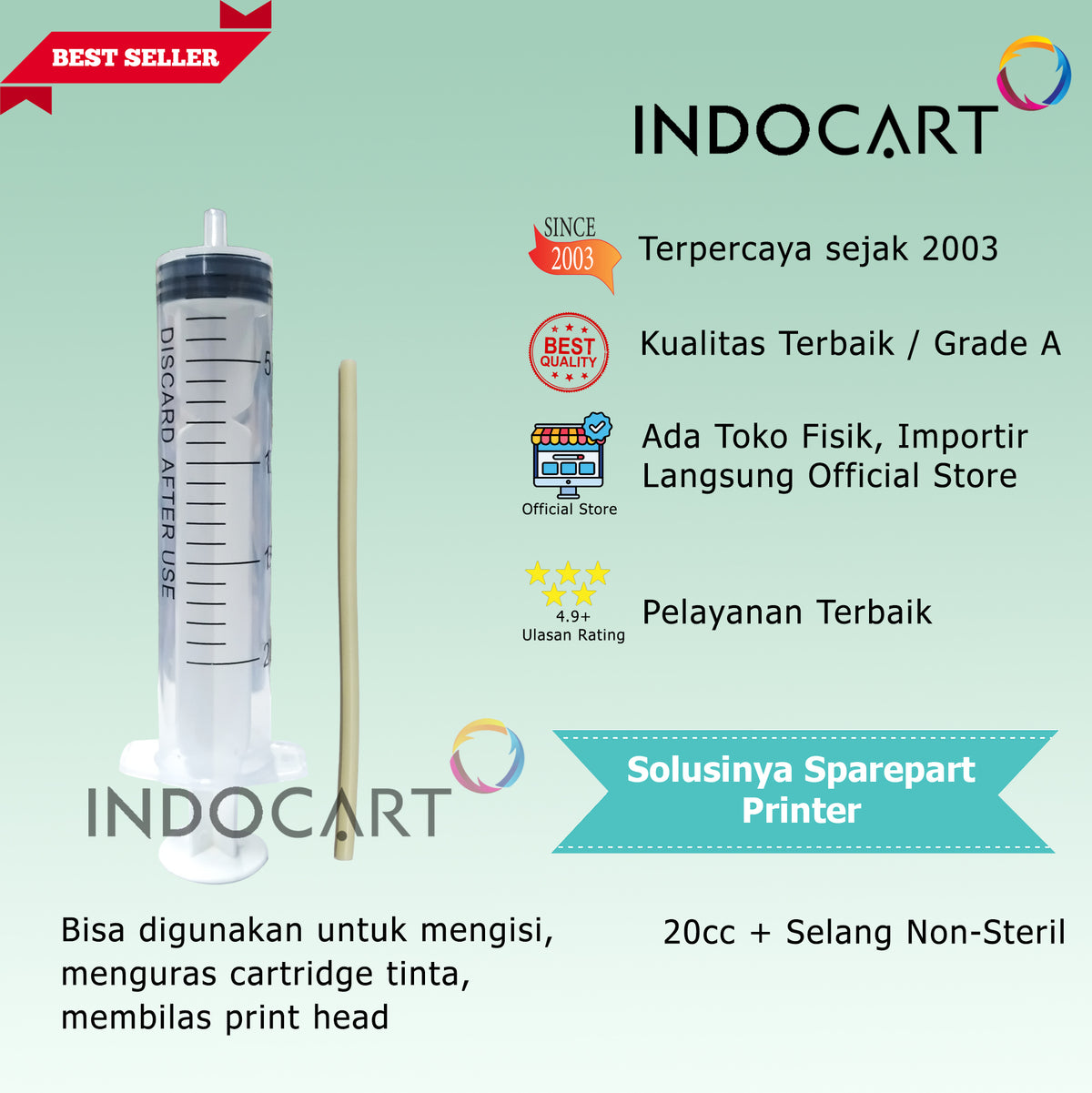 Syringe Spuid Spuit 20cc-Jarum Suntik-Suntikan Tinta Non Steril 20cc-10 Pcs