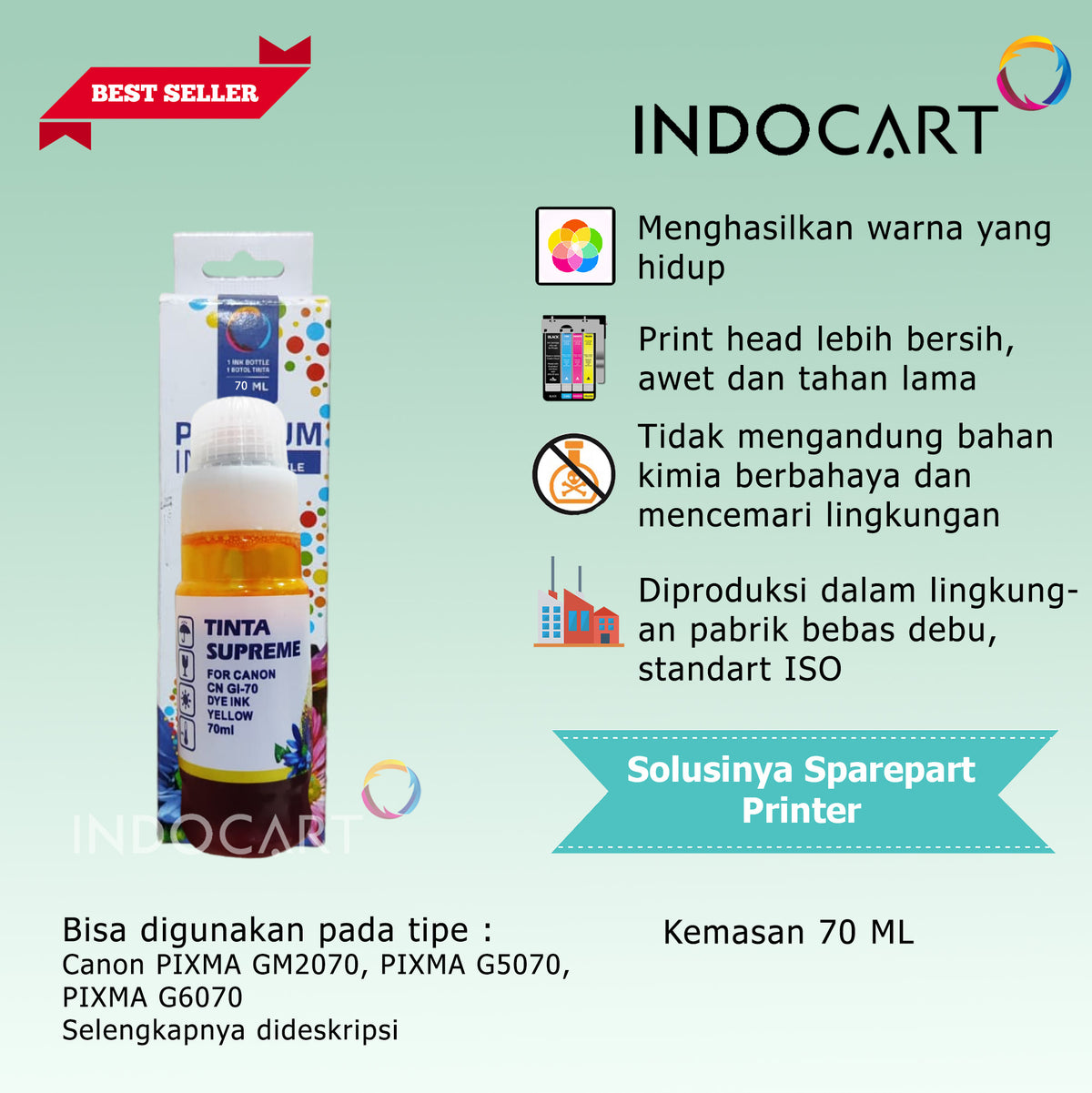 Tinta Supreme Canon GI 70 GI70 Compatible Dye Ink-Canon G5070 G6070 G7070 GM2070 GM4070-70ml