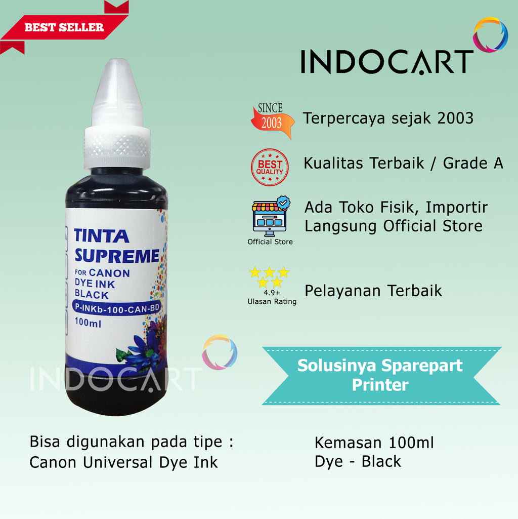 IndoCart Tinta Refill Canon GI790 GI 790 G1000 G2000-Dye-100ml-no box