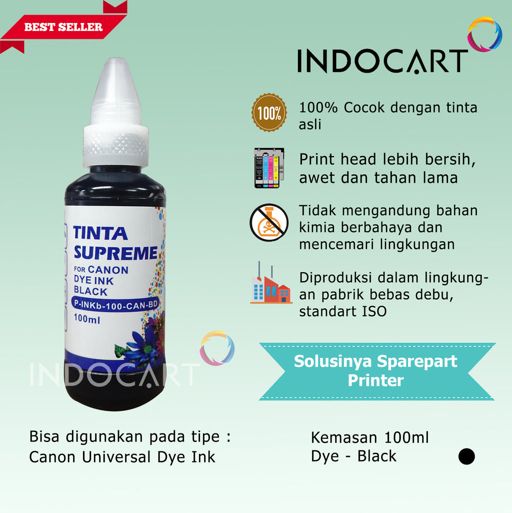 IndoCart Tinta Refill Canon CL41 CL57 CL741 CL746 CL811 CL831-Dye-100m