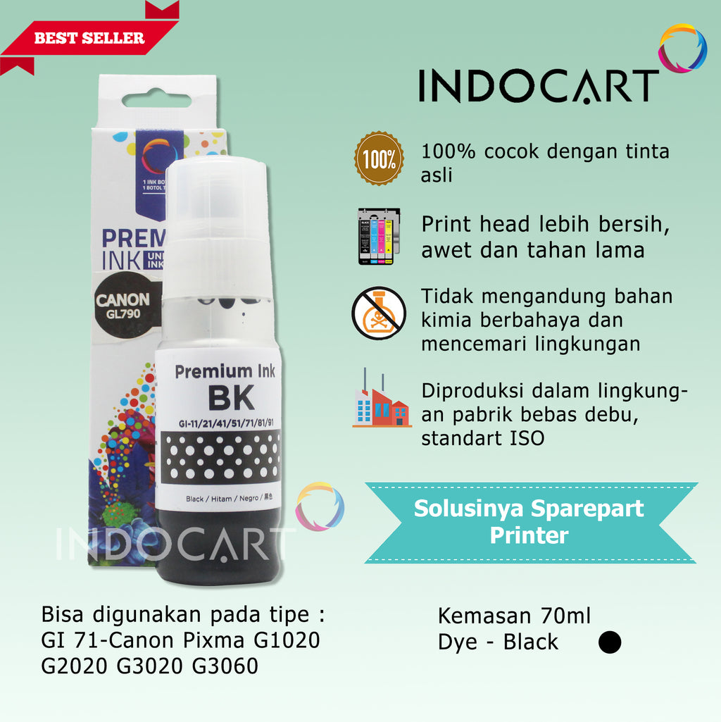 IndoCart Tinta Refill Canon GI 73 PIXMA G570 G670 Dye-70ml