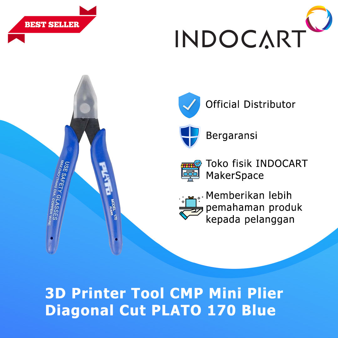 3D Printer Tools Compatible Mini Plier/Tang Potong Diagonal Cut-PLATO 170 Blue