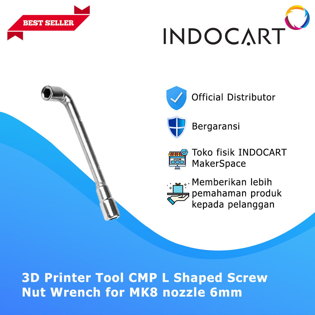 3D Printer Tools Compatible L Shaped Screw Nut Wrench for MK8 Nozzle-6mm