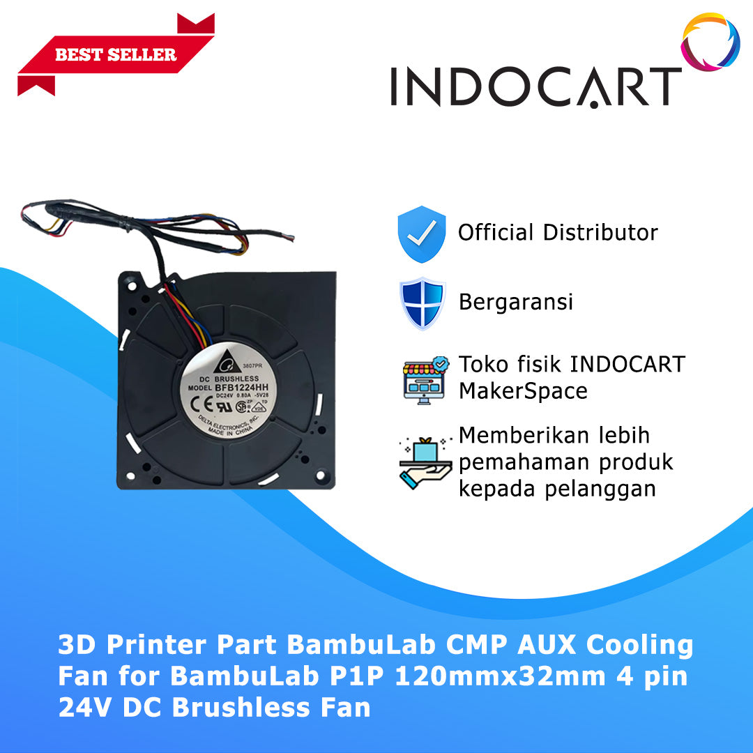 3D Printer Parts BambuLab Compatible AUX Cooling Fan for BambuLab P1P-120mmx32mm 4 Pin-24V DC Brushless Fan