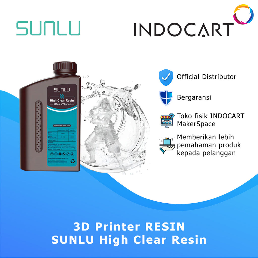 3D Printer Resin SUNLU High Clear Resin High Transparency and Glass Like Finish 1Kg