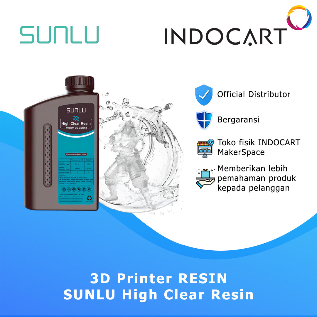 3D Printer Resin SUNLU High Clear Resin High Transparency and Glass Like Finish 1Kg