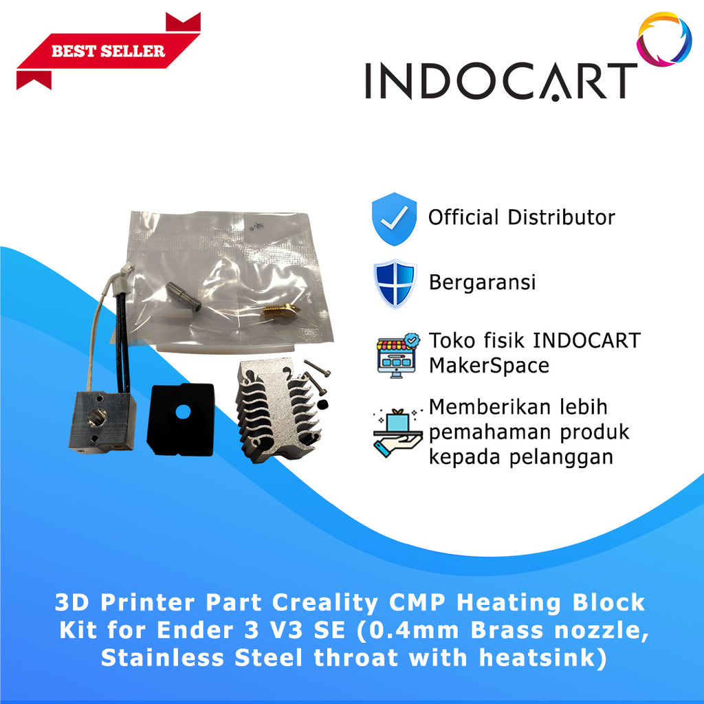 3D Printer Parts Creality CMP Heating Block Kit Brass Nozzle Stainless Steel Throat with Heatsink Creality Ender 3 V3 SE 0.4mm