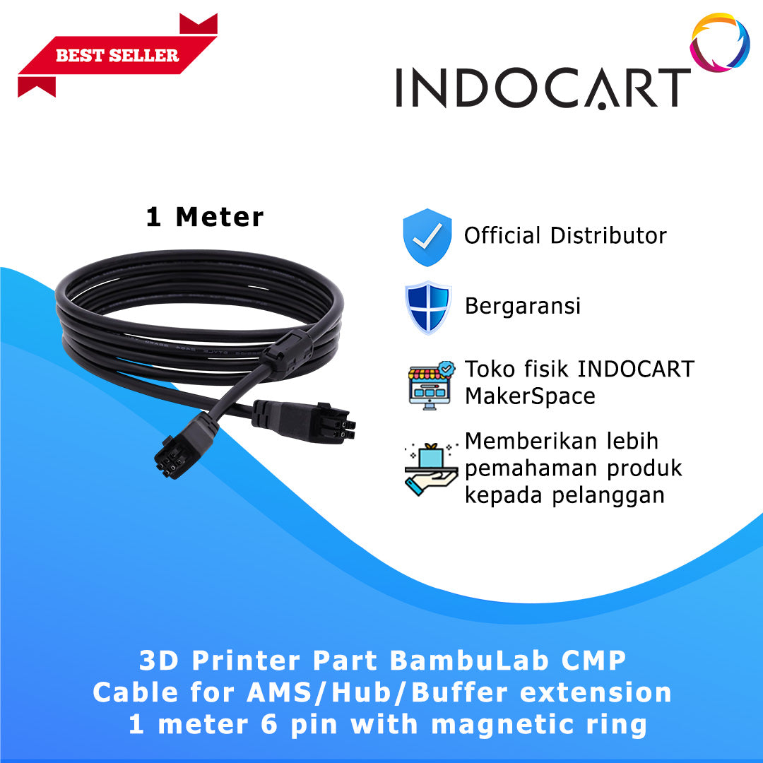 3D Printer Parts BambuLab CMP Cable for AMS/Hub/Buffer Extension 6 Pin with Magnetic Ring