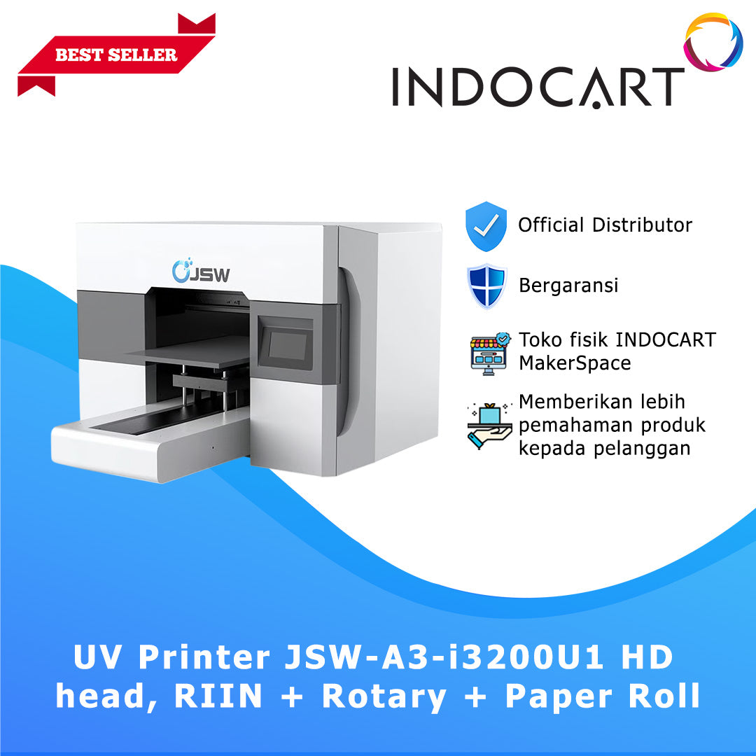 Printer UV DTF Flatbed Orinjet JSW A3 Plus i3200U1 Printhead for Print Merchandise Tumbler Casing Phone Acrylic and Flat Media
