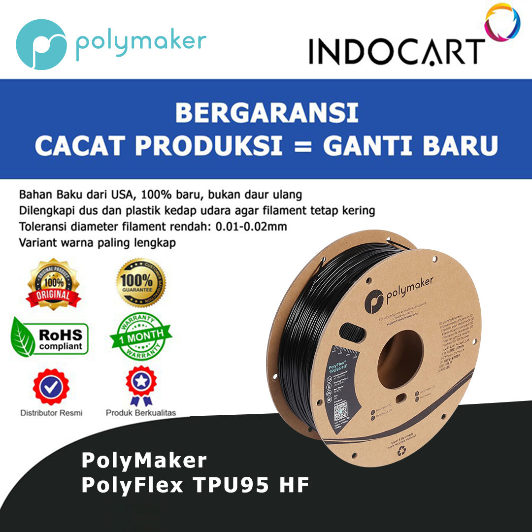 3D Printer Filament PolyMaker PolyFlex Elastic TPU95 HF High Flow 1.75mm 1Kg