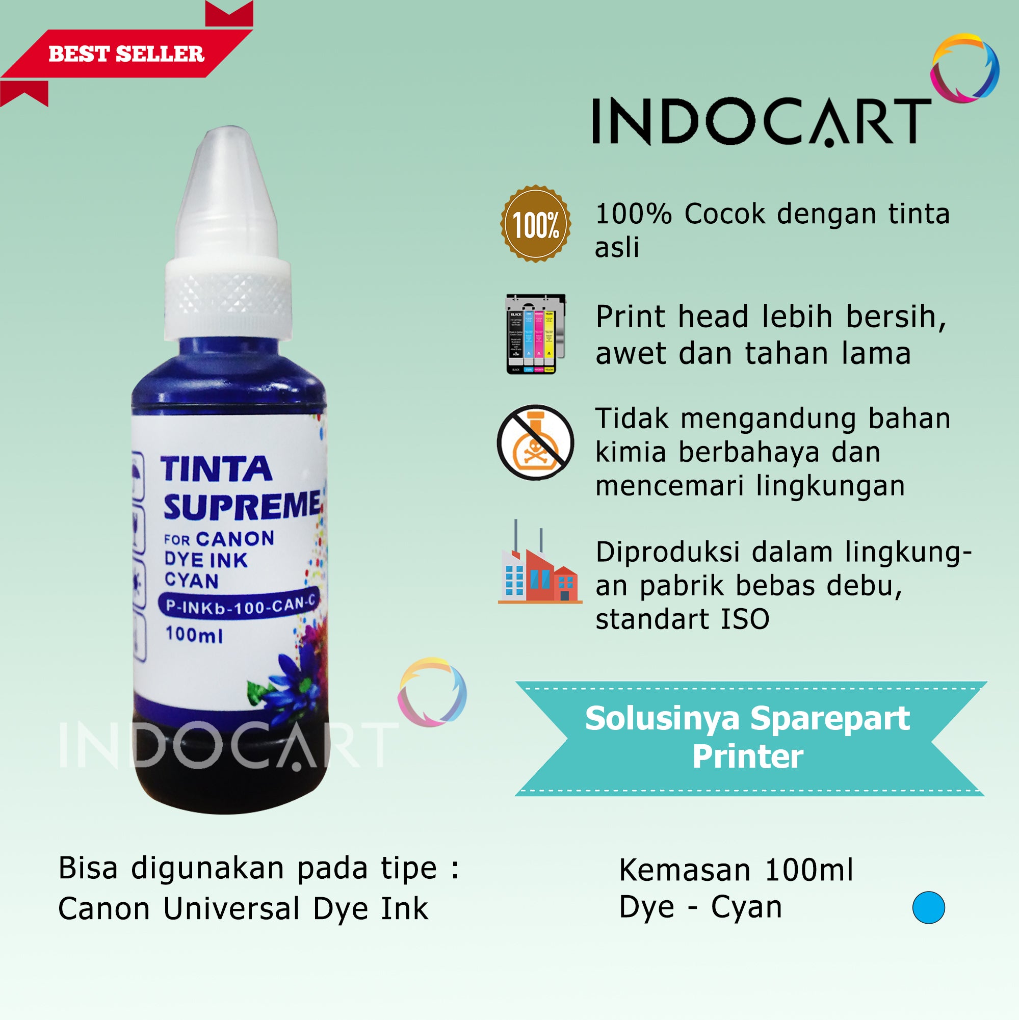 IndoCart Tinta Refill Canon PG 88 PGI 725 750-Dye Ink-100ml
