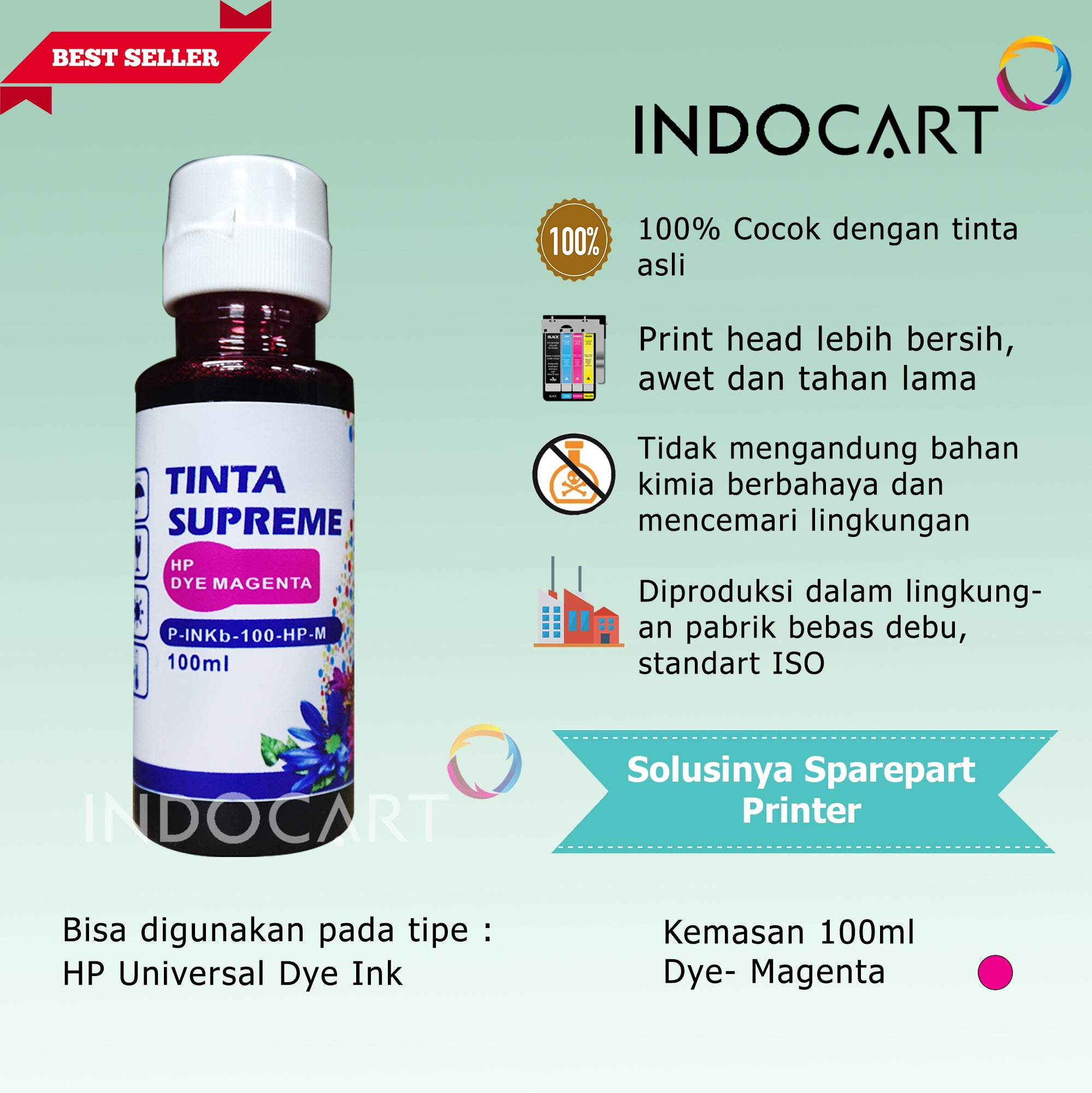 Tinta Refill Printer HP-100ml Supreme-Dye Color