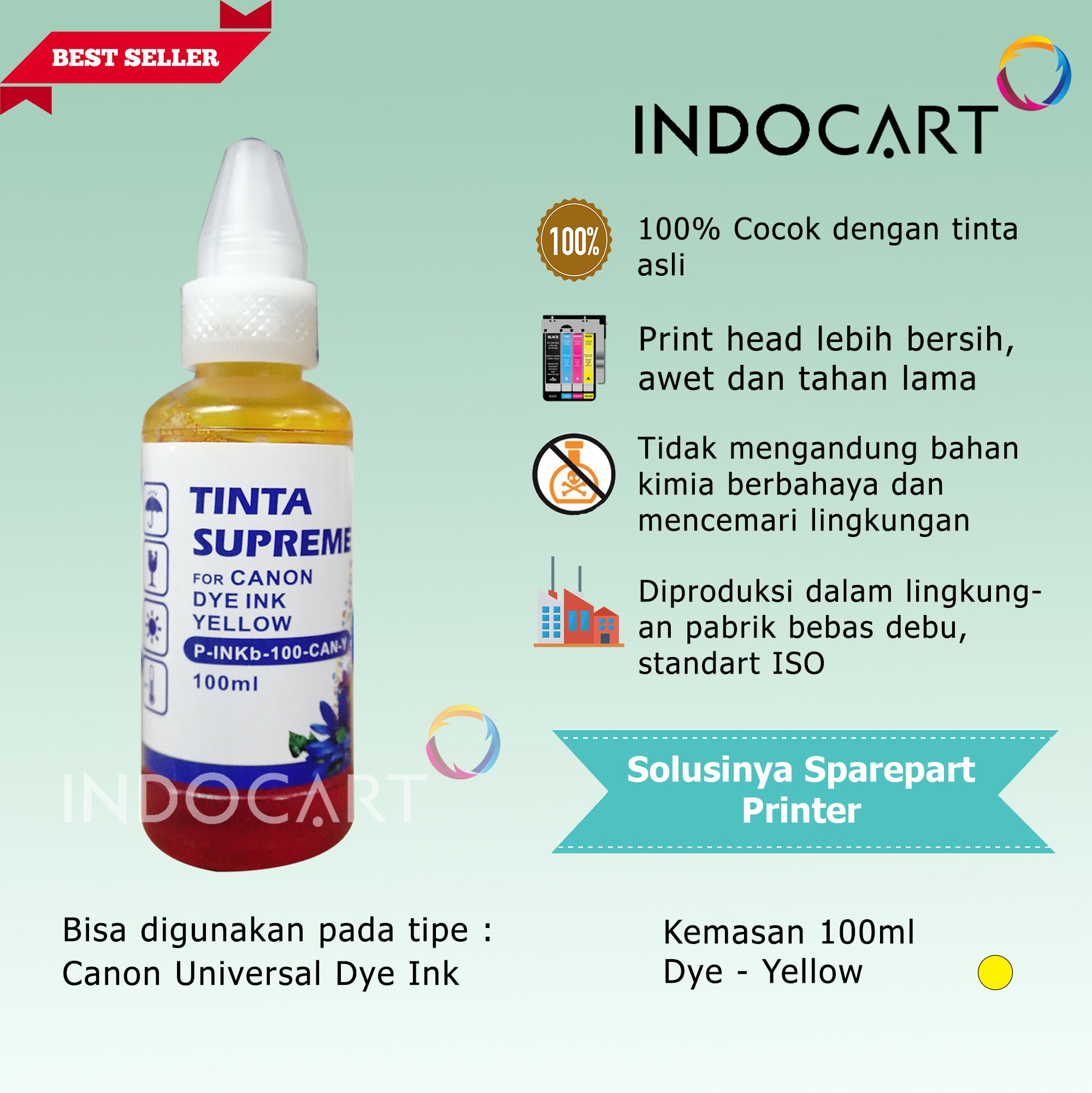 IndoCart Tinta Refill Canon PG 88 PGI 725 750-Dye Ink-100ml