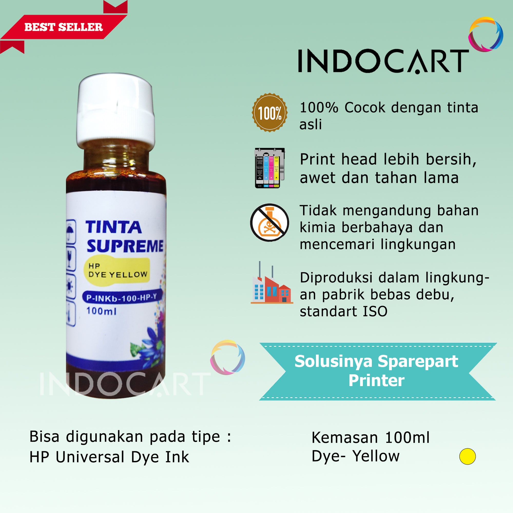 IndoCart Tinta Refill HP 46 678 680 685 703 704 802 803-Dye Ink-100ml