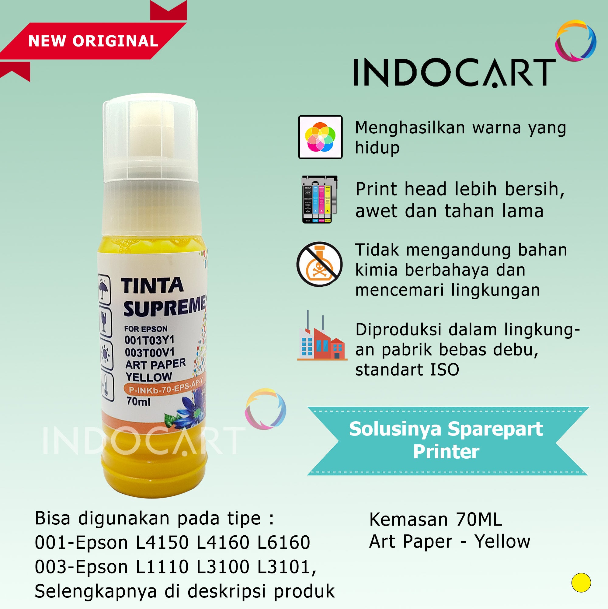 IndoCart Tinta Refill Printer Epson 001 003 008 T09D 057 6CL 70ml